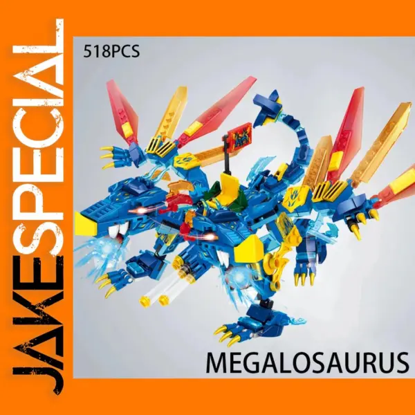 Green Double-Headed Dragon Building Blocks Set