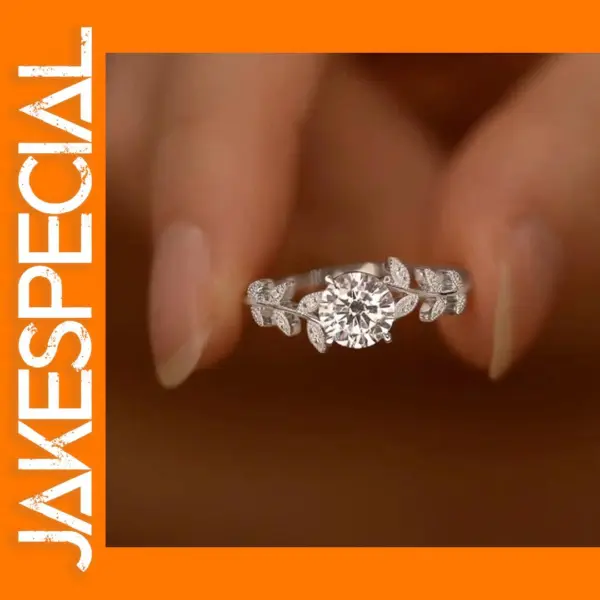 Leaf Design Cubic Zirconia Ring for Elegance