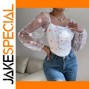 Embroidered Slim Fit Crop Top for Women