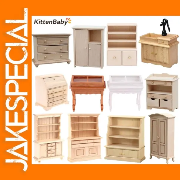 1:12 Scale Wooden Miniature Cabinet for Dollhouse
