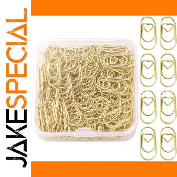 120 Pcs Gold Heart Clip Paperclips Set