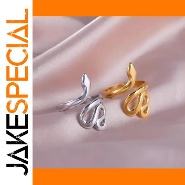 Punk Stainless Steel Snake Ring for All