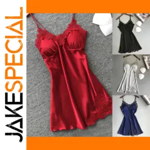 Silk Halter Nightdress with Lace Robe Set