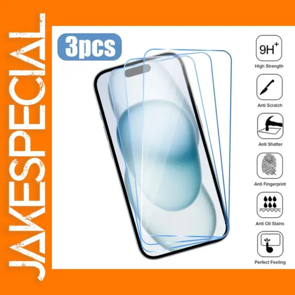 3PCS Tempered Glass for iPhone 16 15 14 13 12 11