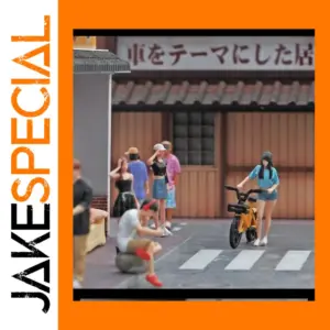 1:64 Scale Resin Girl with Yellow Bicycle Figure
