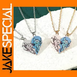 Disney Stitch Heart Necklace for Couples
