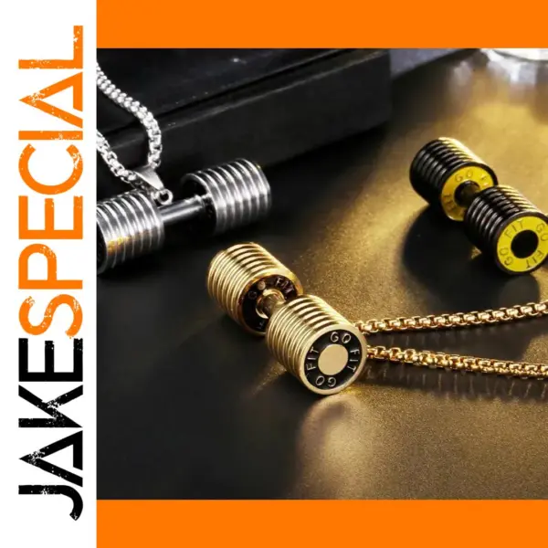 Fashion Barbell Dumbbell Pendant Necklace