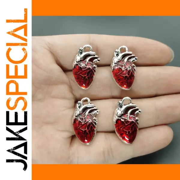 10pcs Human Heart Organ Charms for DIY Jewelry