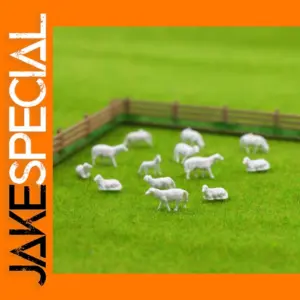 100pcs 1:87 HO Scale White Farm Animals Set