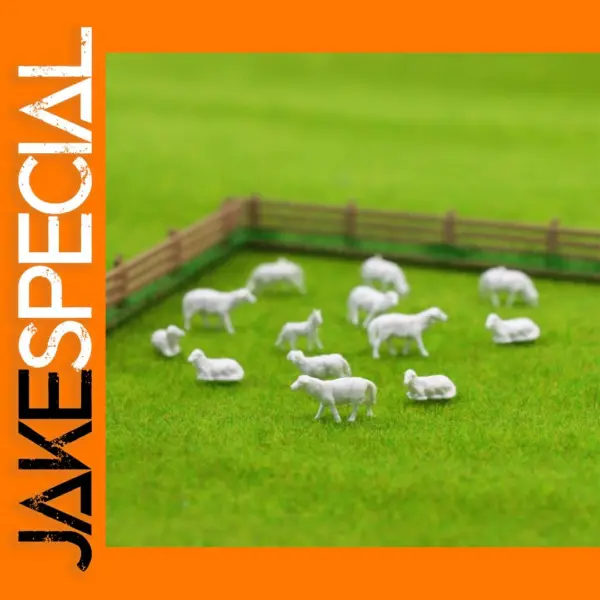 100pcs 1:87 HO Scale White Farm Animals Set
