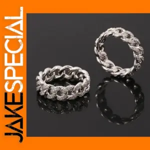 Silver Cuba Chain Iced Out Cocktail Ring
