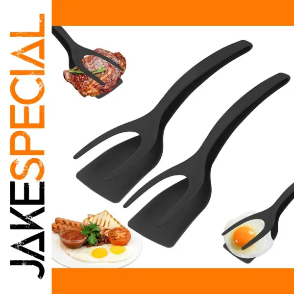 2 in 1 Nylon Grip Flip Spatula Tongs
