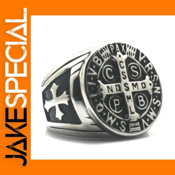 Vintage Catholic Cross Ring for Men