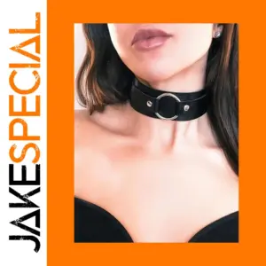 Black Leather Punk Rock Choker for Women