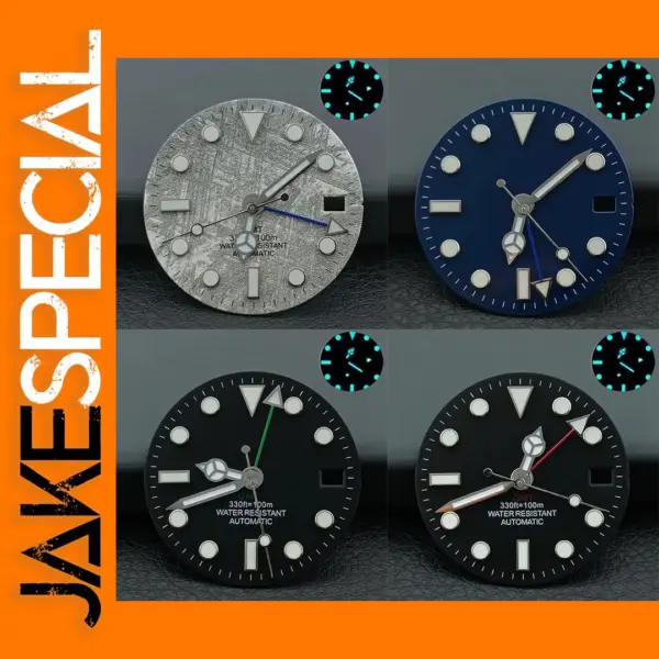 NH34/NH35 Caliber Watch Dial with Blue-Green Luminous Finish