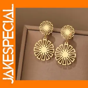 Stainless Steel Vintage Sunflower Drop Earrings