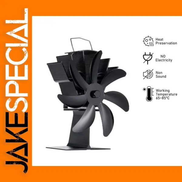 7-Blade Heat Powered Stove Fan for Fireplace