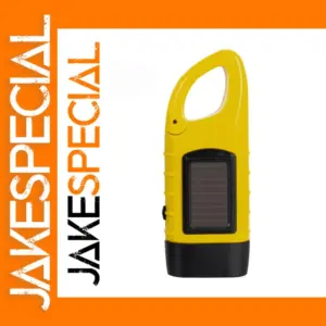 Yellow Solar Power Hand Crank LED Flashlight