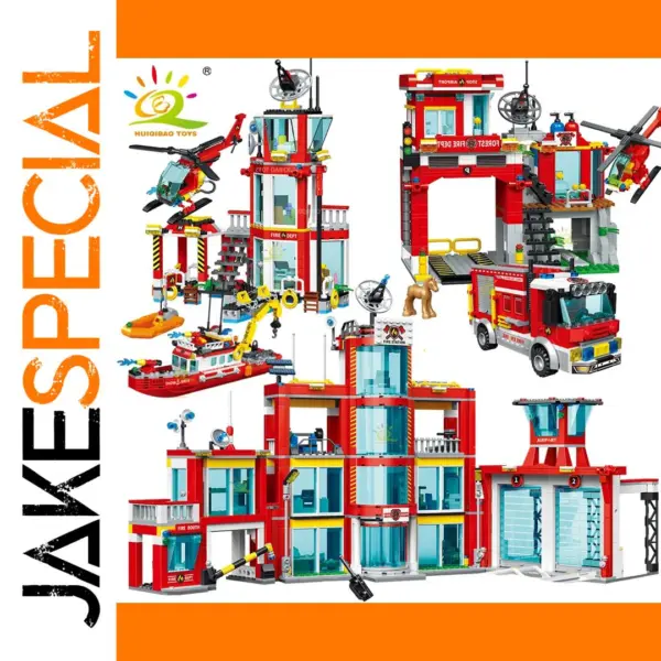 HUIQIBAO Fire Station Building Blocks Set