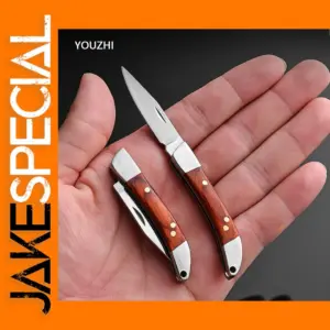 Portable Stainless Steel Folding Knife with Wood Handle