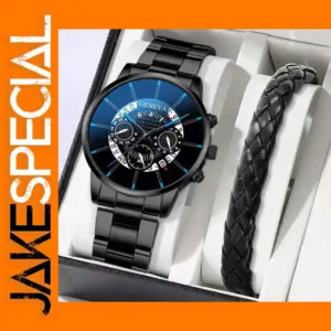 Men's Quartz Watch and Bracelet Set 2PCS
