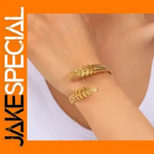 Chic Stainless Steel Leaf Cuff Bracelet for Women
