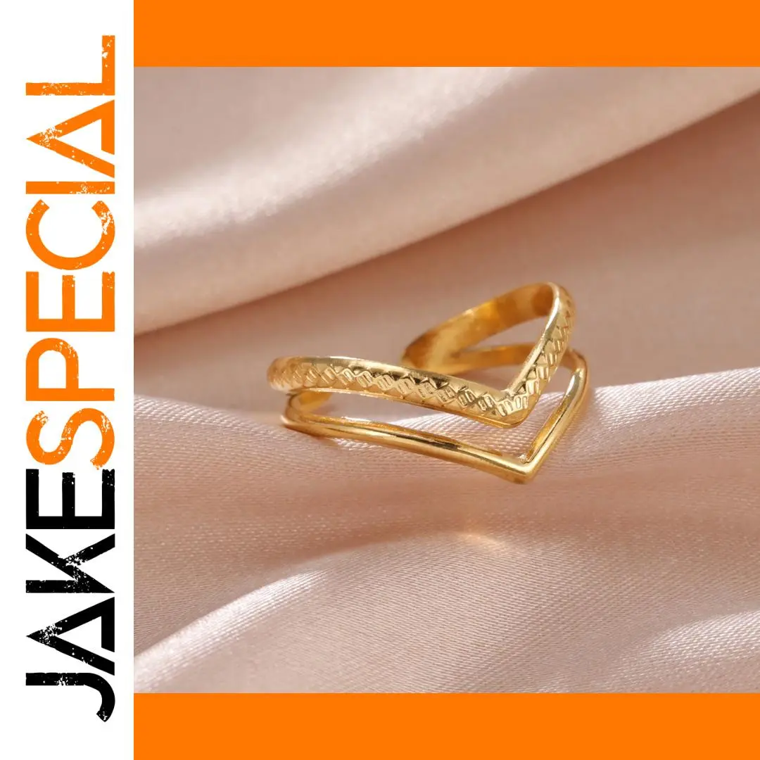 V Shape Double Layer Stainless Steel Rings 1 V Shape Double Layer Stainless Steel Rings