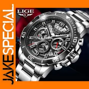 LIGE Men's Hollow Design Quartz Watch
