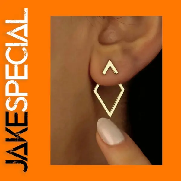 Gold Geometric Triangle Stud Earrings for Women