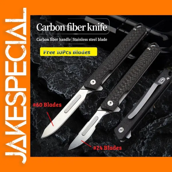 Carbon Fiber Folding Scalpel Knife with Blades