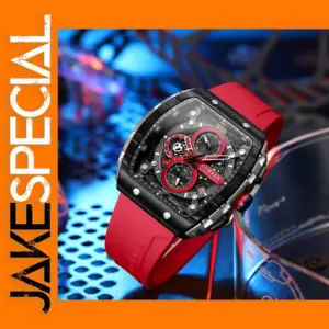 Men's Chronograph Quartz Watch with Blue Silicone Strap