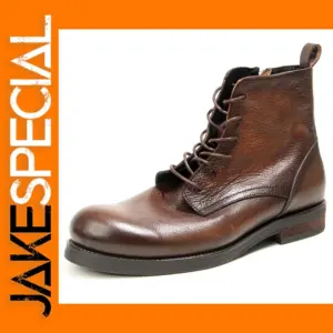 Men's Genuine Leather Ankle Boots with Zipper