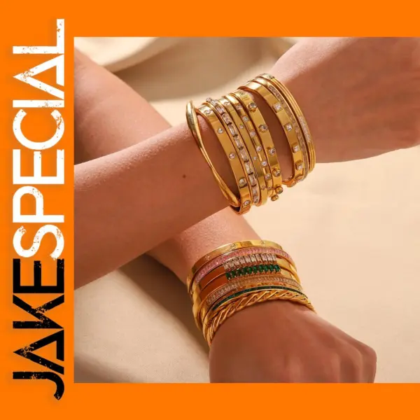18K Gold Plated Geometric Bangle for Women