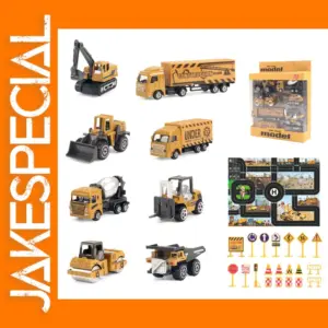 8pcs Alloy Construction Trucks Set with Accessories
