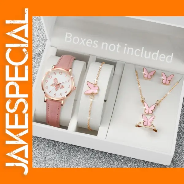 6PCS Women's Butterfly Jewelry & Watch Set