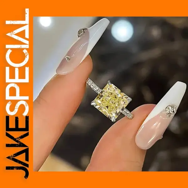 Trendy Geometric Yellow CZ Women's Wedding Ring