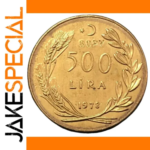 1978 Turkey 500 Lira Gold Replica Coin