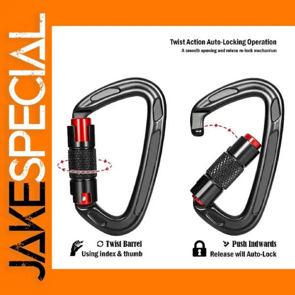 24KN Auto Lock Climbing Carabiner D Shape