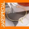 Gold Color Cross Cuff Bracelet for Women