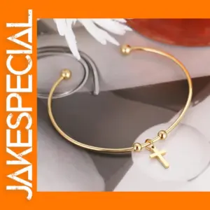 Gold Color Cross Cuff Bracelet for Women