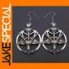 Gothic Pentagram Goat Skull Pendant Earrings