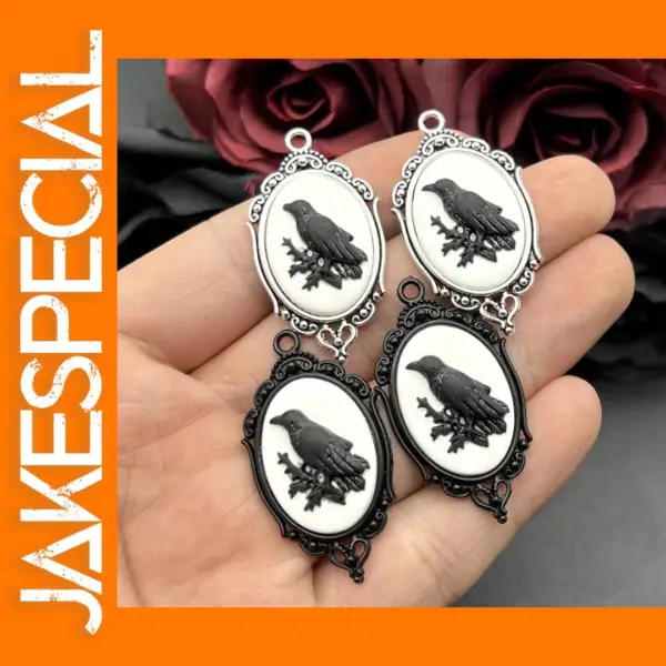 4pcs Gothic Raven Charms for Jewelry Making
