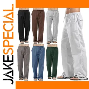 Mens Casual Linen Wide Pants for Spring