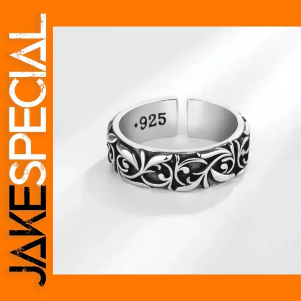 Vintage Gothic Silver Adjustable Vine Ring