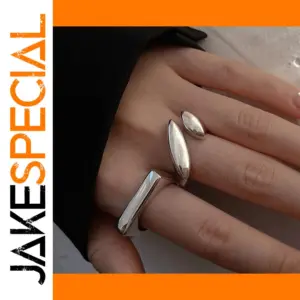 Vintage Geometric Irregular Silver Open Rings