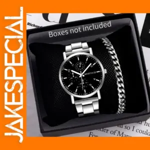 Men's Silver Alloy Casual Quartz Watch Set