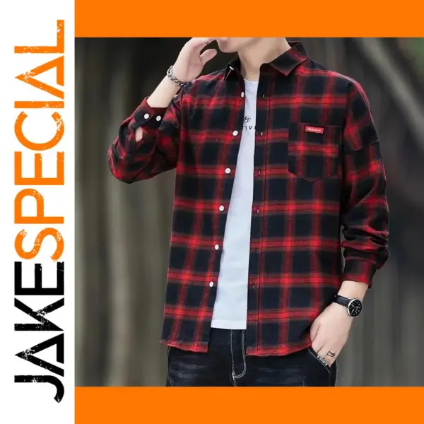 Men's Casual Flannel Plaid Shirt - Long Sleeve