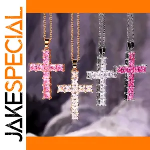 Trendy Cross Pendant Necklace with Zirconia