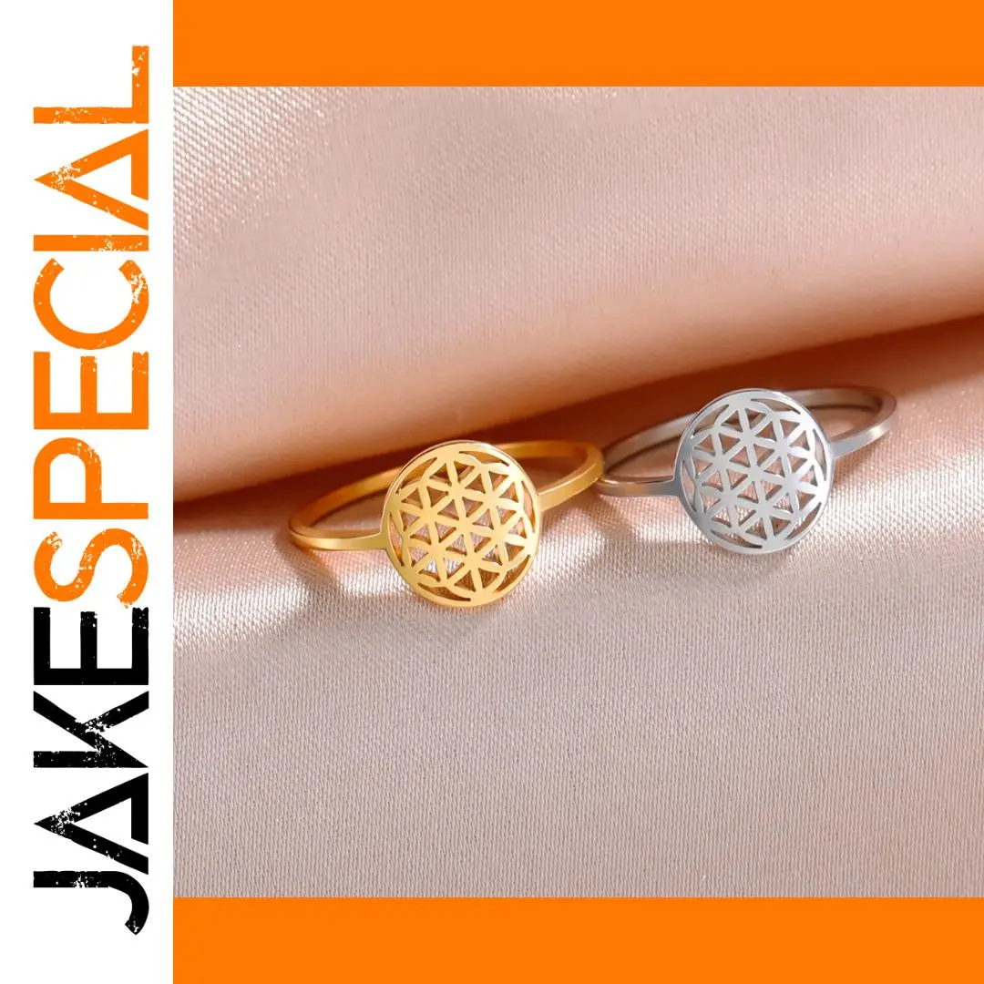 Flower of Life Vintage Stainless Steel Ring 1 Flower of Life Vintage Stainless Steel Ring