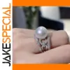 Elegant Simulated Pearl Wedding Band Ring